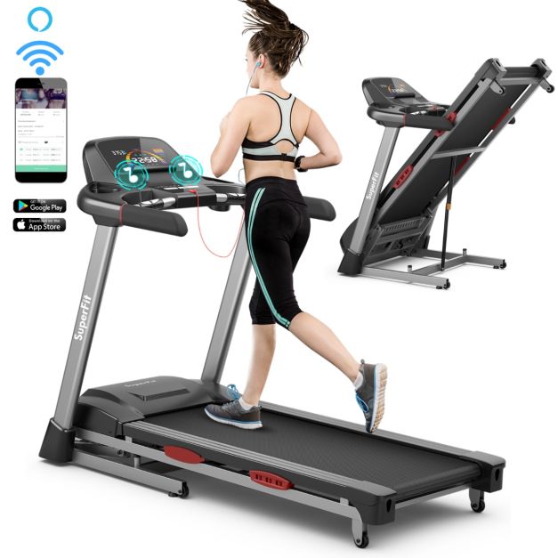4.75HP Folding Treadmill with 15% Auto Incline for Home & Gym