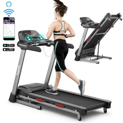 4.75HP Folding Treadmill with 15% Auto Incline for Home & Gym