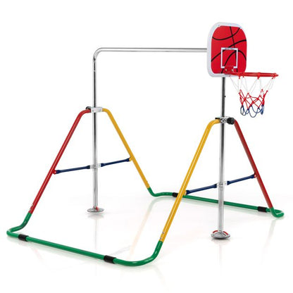 Folding Horizontal Gymnastics Bar with Basketball Hoop for Kids' Junior Training