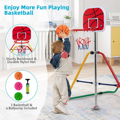 Folding Horizontal Gymnastics Bar with Basketball Hoop for Kids' Junior Training