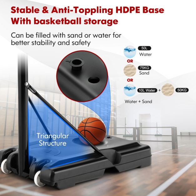 130-350cm Height Adjustable Basketball Hoop with 2 Nets