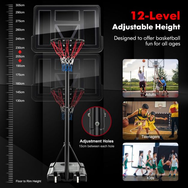 130-350cm Height Adjustable Basketball Hoop with 2 Nets