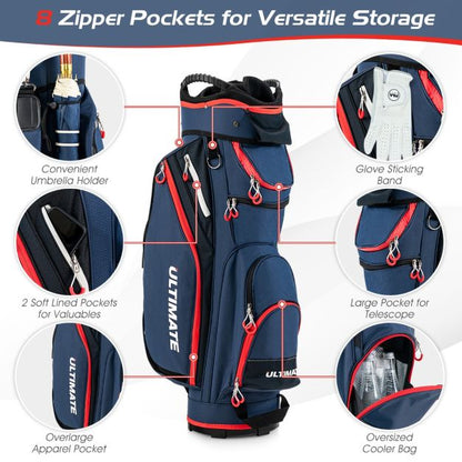 Lightweight & Large Capacity Golf Cart Bag with Beverage Cooler Bag