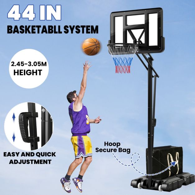 5-Level Height Adjustable Basketball Hoop Stand