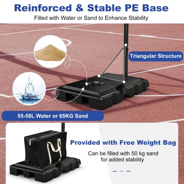 5-Level Height Adjustable Basketball Hoop Stand