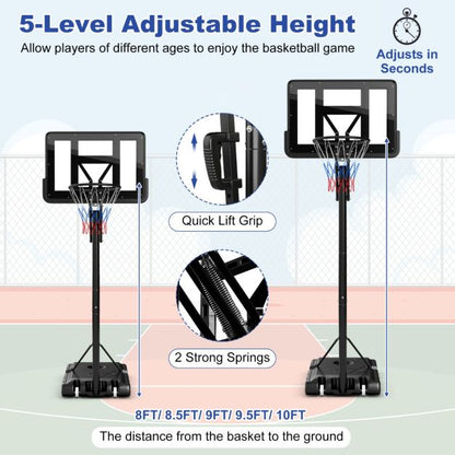 5-Level Height Adjustable Basketball Hoop Stand