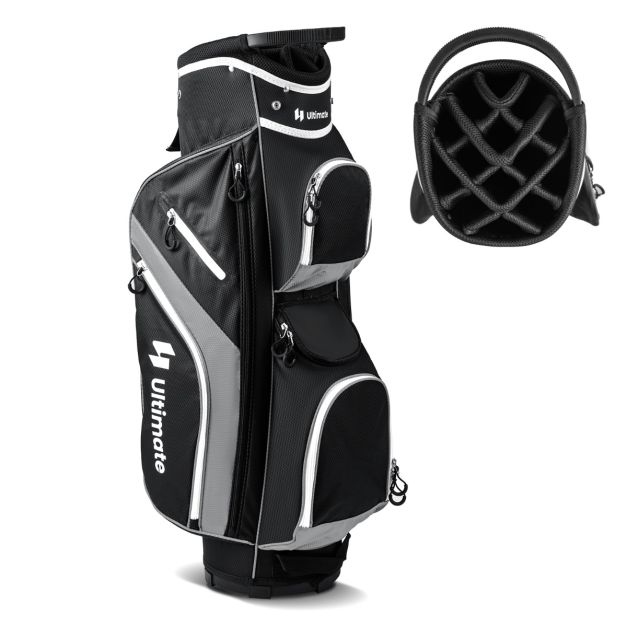 Golf Cart Bag with 14 Way Top Dividers 9 Pockets and Cooler Bag