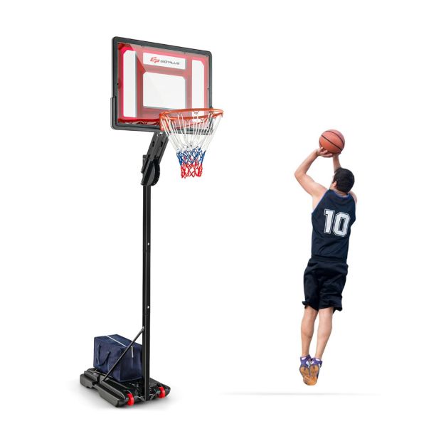 1.05-2.6m Portable Basketball Hoop Height-Adjustable with Weight Bag