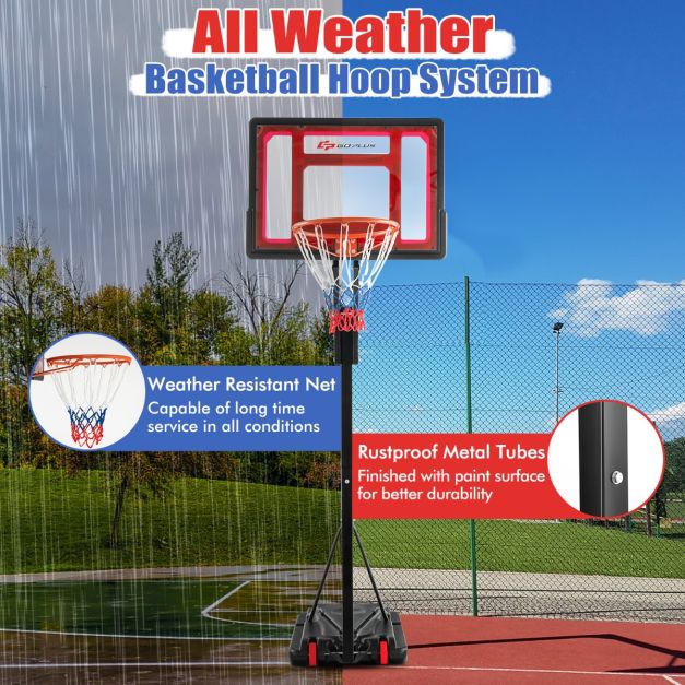 1.05-2.6m Portable Basketball Hoop Height-Adjustable with Weight Bag