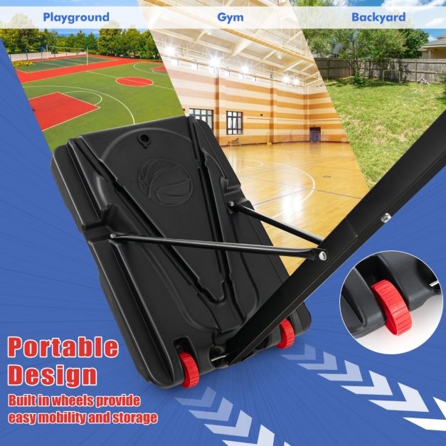 1.05-2.6m Portable Basketball Hoop Height-Adjustable with Weight Bag