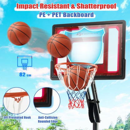 1.05-2.6m Portable Basketball Hoop Height-Adjustable with Weight Bag
