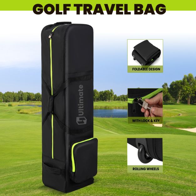 Soft-Sided 600D Oxford Golf Travel Bag with Wheels & Pocket