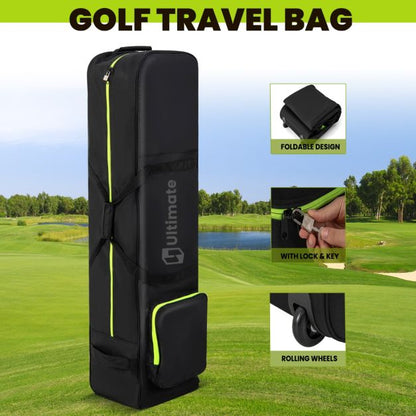 Soft-Sided 600D Oxford Golf Travel Bag with Wheels & Pocket
