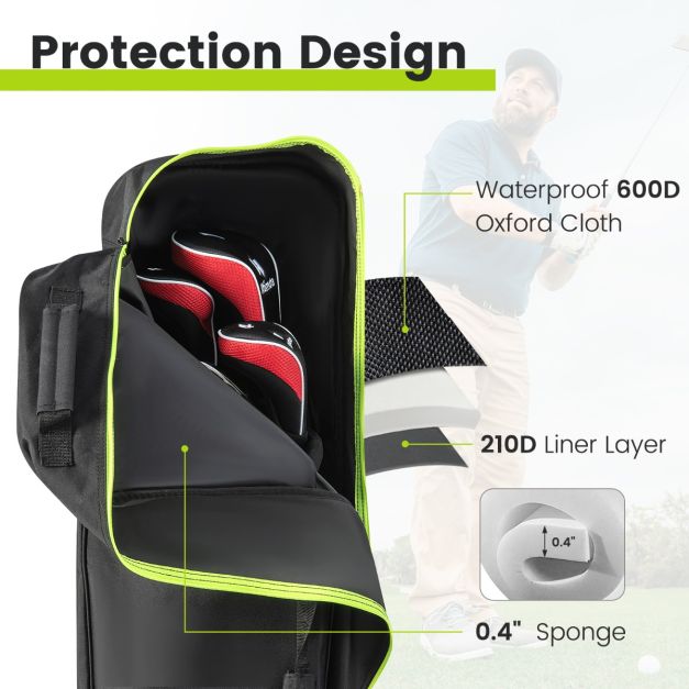 Soft-Sided 600D Oxford Golf Travel Bag with Wheels & Pocket