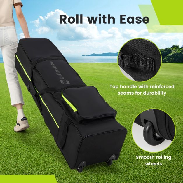 Soft-Sided 600D Oxford Golf Travel Bag with Wheels & Pocket