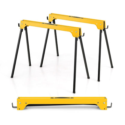 Pack of 2 Folding Sawhorses with Convenient Handle and Lightweight Tool Stands