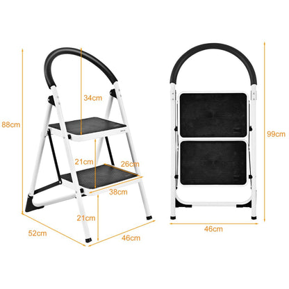 Folding 2/3 Steps Iron Stepladder with Platform and Handrail