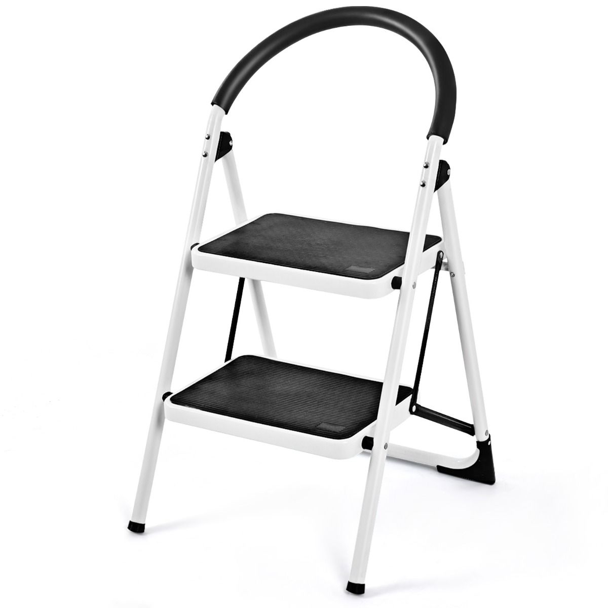 Folding 2/3 Steps Iron Stepladder with Platform and Handrail
